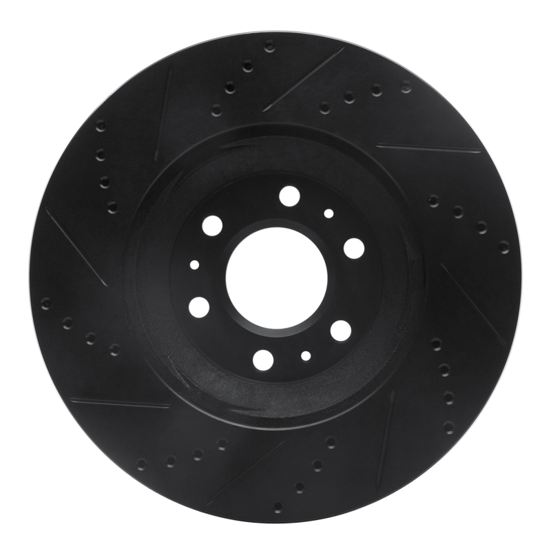 Cadillac SRX Brake Rotor (1) - Front Right - R1 Concepts - Drilled & Slotted - Black - `04-`09